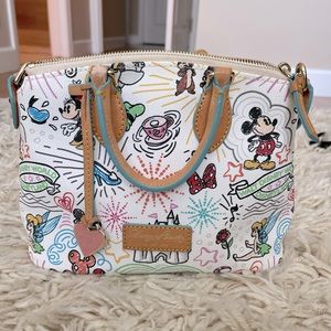 Disney x Dooney & Burke sketch crossbody bag with gold hardware and extra strap